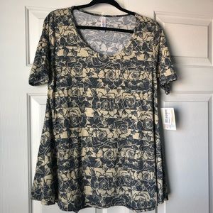 Floral Stripe Perfect T - Lularoe